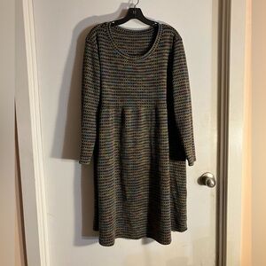 Multicolor Patterned Long Sleeve Sweater Dress